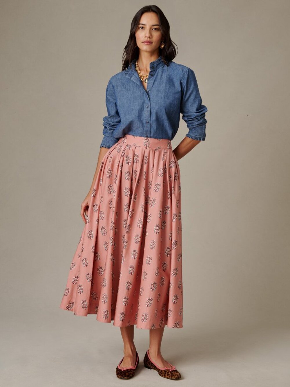 J McLaughlin Arabella Skirt in Heritage Bloom Cross - Rose/Ivory NEW